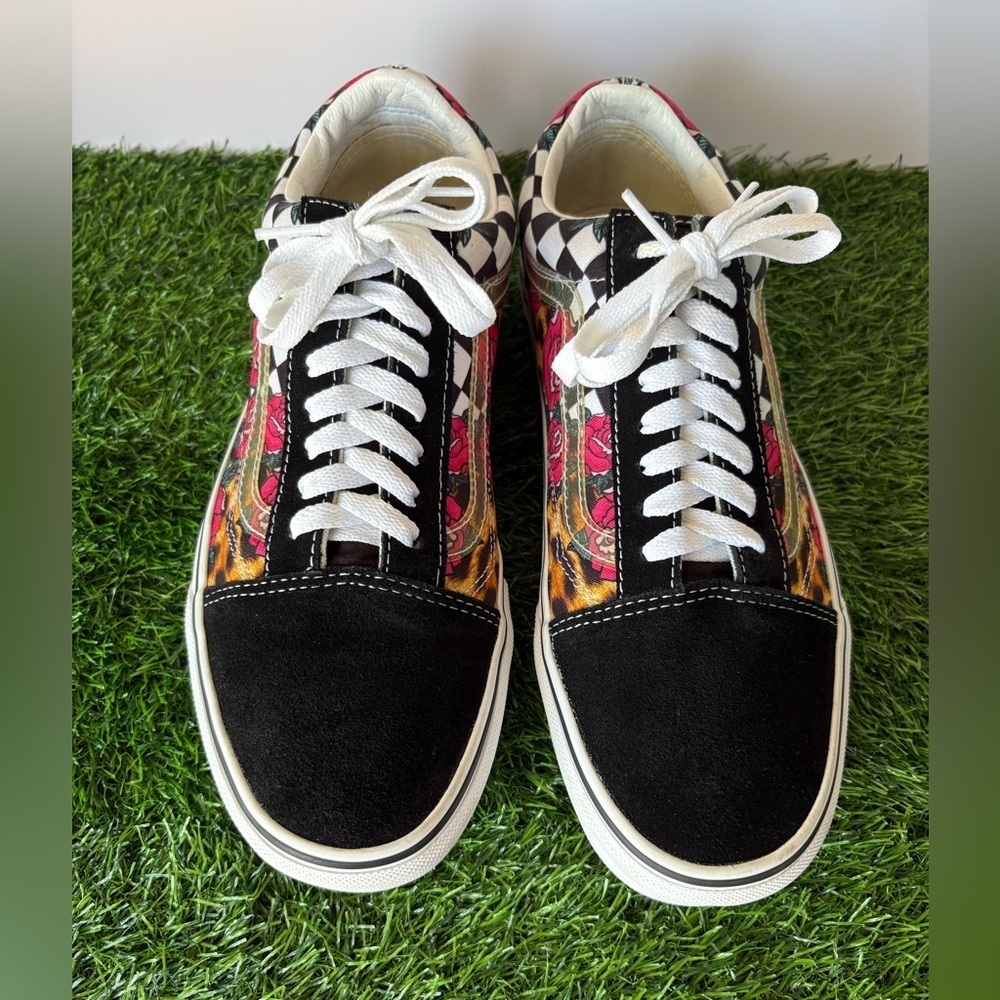 Vans Old Skool Leopard Print, Checked, and Rose True White-Size: 9(M) 10.5(W)